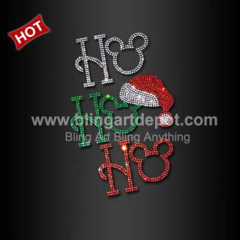 HO HO HO Christmas Rhinestone Transfers Iron On Design For Decoration